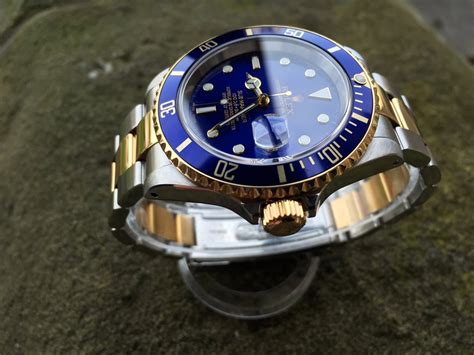 rolex submariner date gold steel blue dial|Rolex Submariner blue gold price.